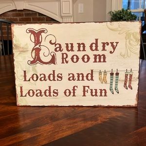 Metal laundry room sign
